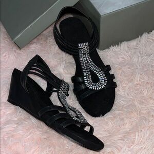Elegant Black Wedge Sandals